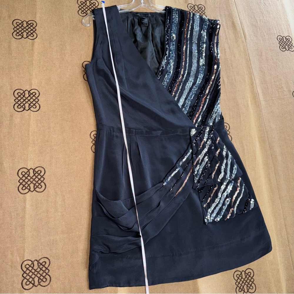 Marc By Marc Jacobs Sequin Silk Mini Dress In Black & Silver Size M - Picture 11 of 14